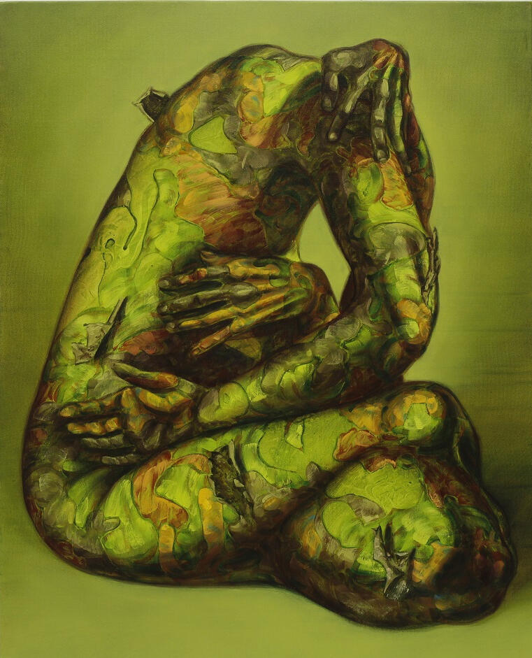 green shape / 80 x 65 cm / oil on canvas / 2022